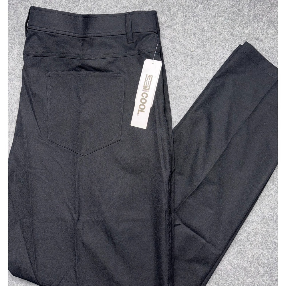 32 Degrees Cool Mens 42x34 Regular Fit Stretch Tech Performance Chino Pants BLK
